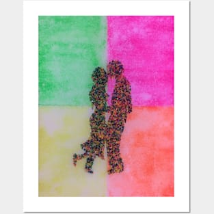 Colourful loving couple Posters and Art